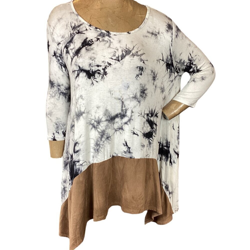 Fantastic Fawn USA BOHO Lagenlook Tie‎ Dye Tunic Tee Top Sz S #313A